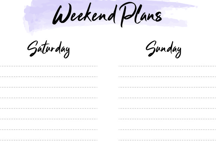 Weekend Plans Watercolor Swash Printable Purple | Marching North