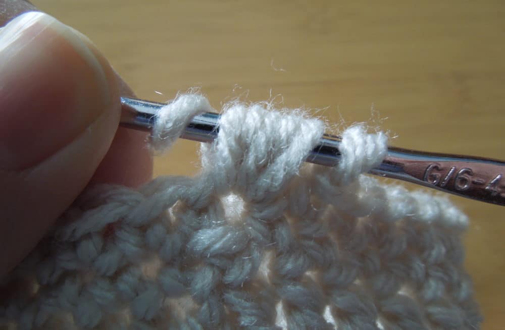 Baby Bean Hat Close Up first bean stitch