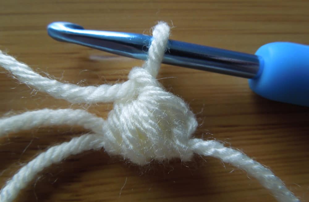 First puff stitch done