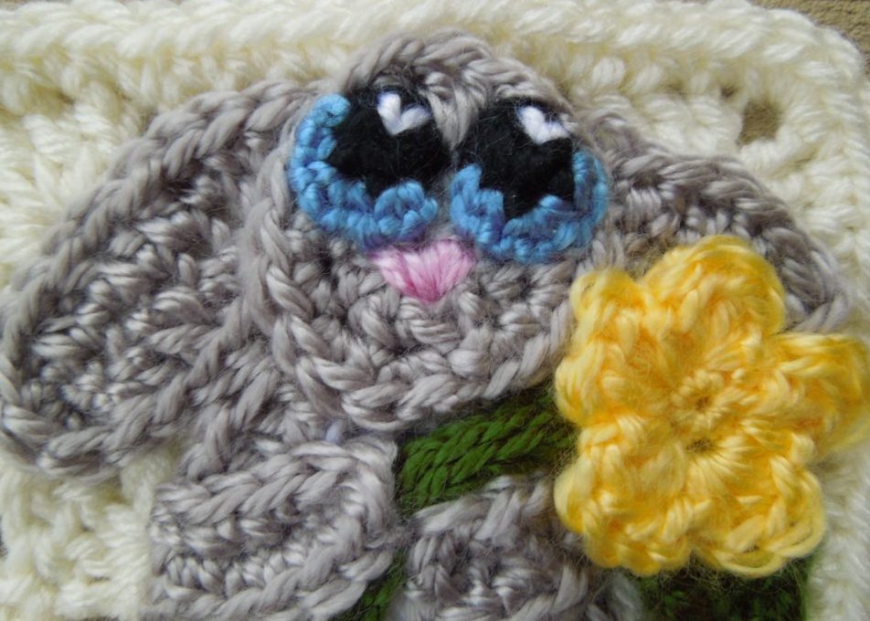 Easter bunny crochet applique granny square