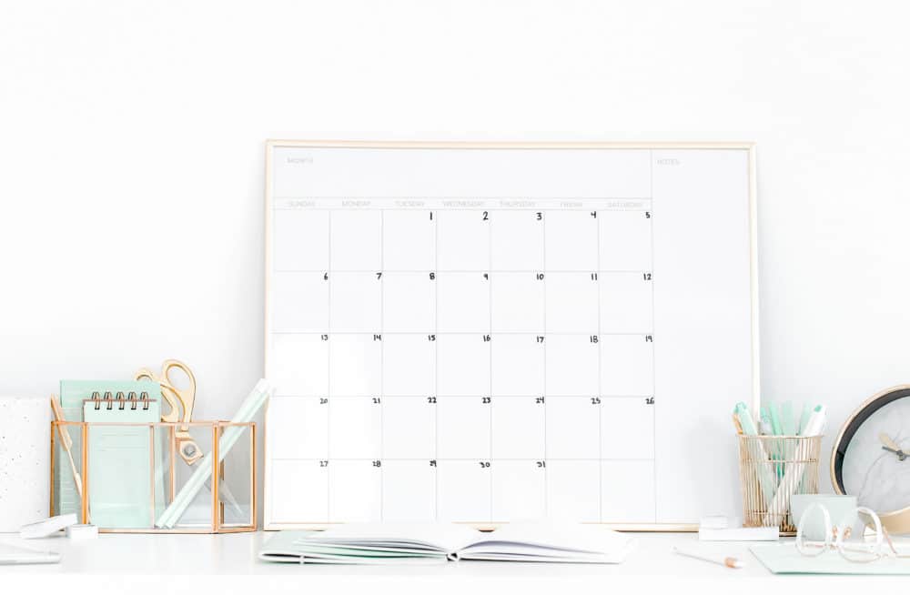 Family Command Center Calendar on Desk