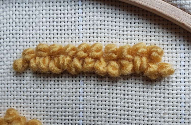Punch Needle Yarn Loops in Fabric