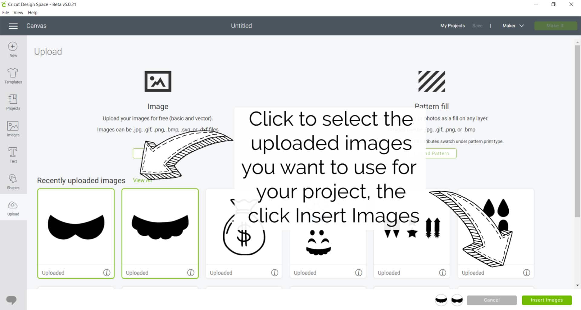 How to upload SVG file to Design Space Step 6 | Mario Mustache DIY | Marching North