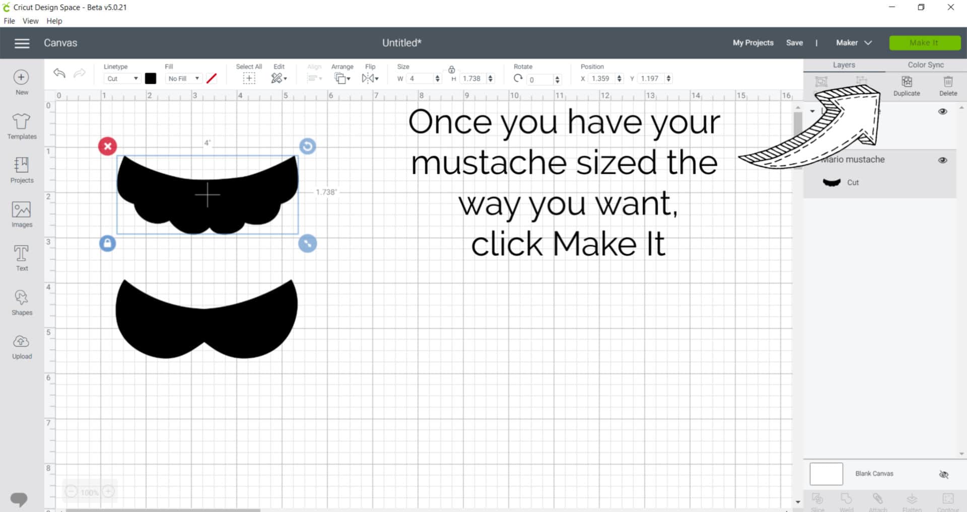 How to upload SVG file to Design Space Step 9 | Mario Mustache DIY | Marching North
