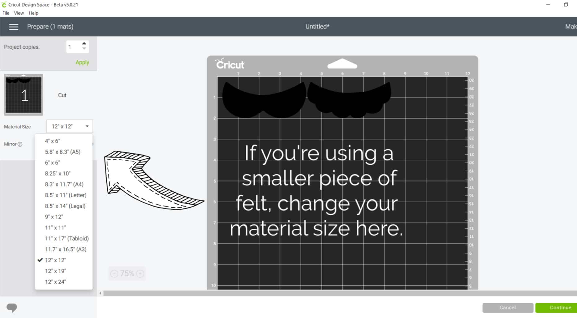 How to upload SVG file to Design Space Step 10 | Mario Mustache DIY | Marching North