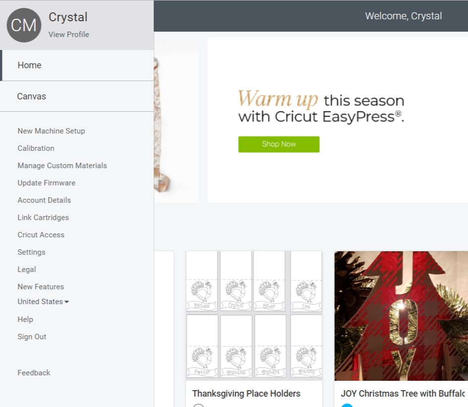 3 lines hamburger menu Cricut Design Space