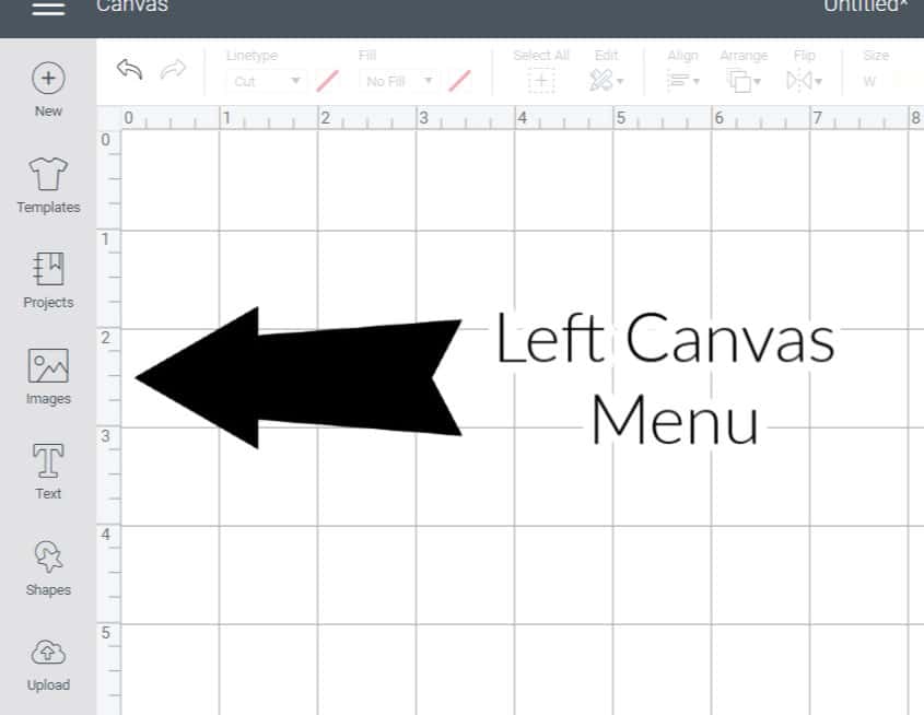 Left Canvas Menu Cricut Design Space
