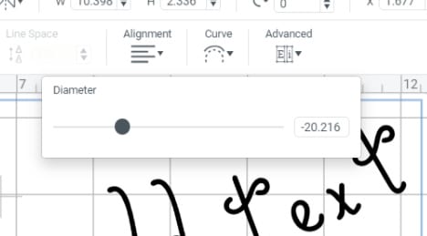 Curve drop down menu Design Space