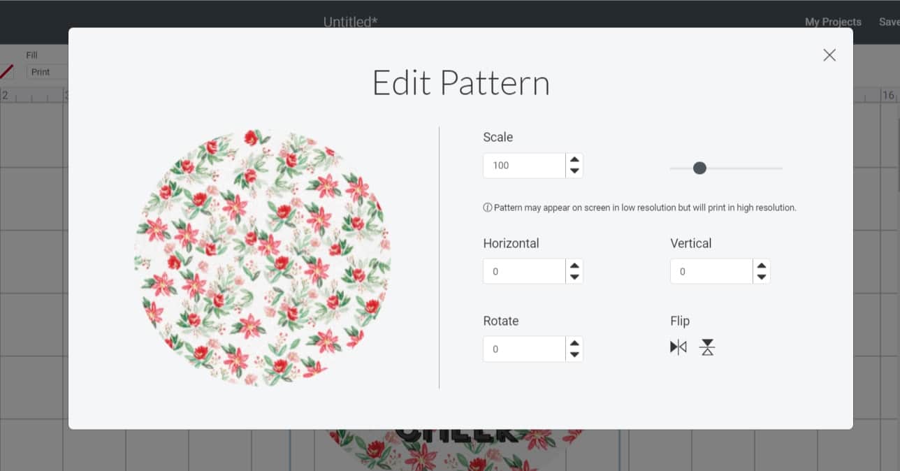 Edit pattern screen Design Space