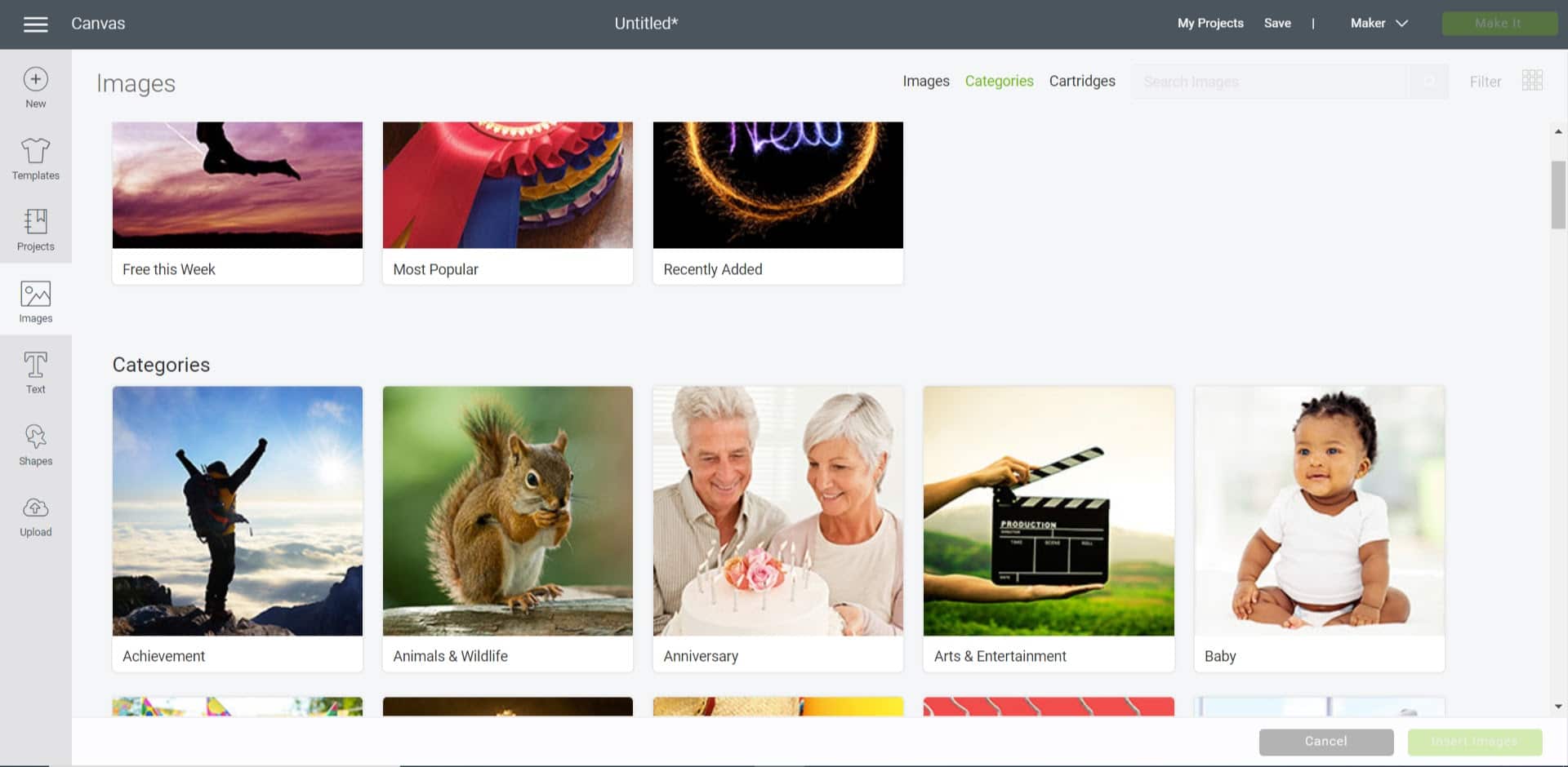 Image categories in Design Space