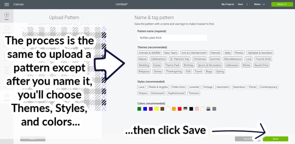 Uploading a pattern fill in design space Cricut Design Space Tutorial