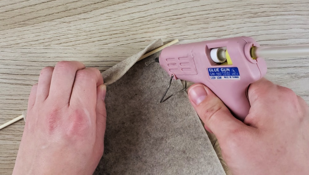 Gluing the pennant down with glue gun
