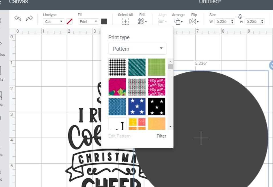 Print pattern menu Design Space