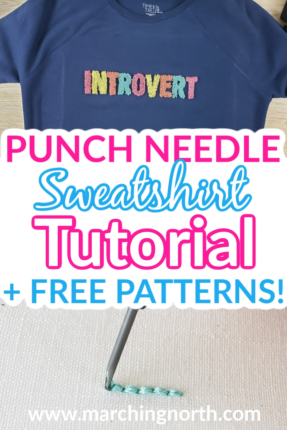 Punch Needle On A Sweatshirt Tutorial + Free Patterns! Marching North