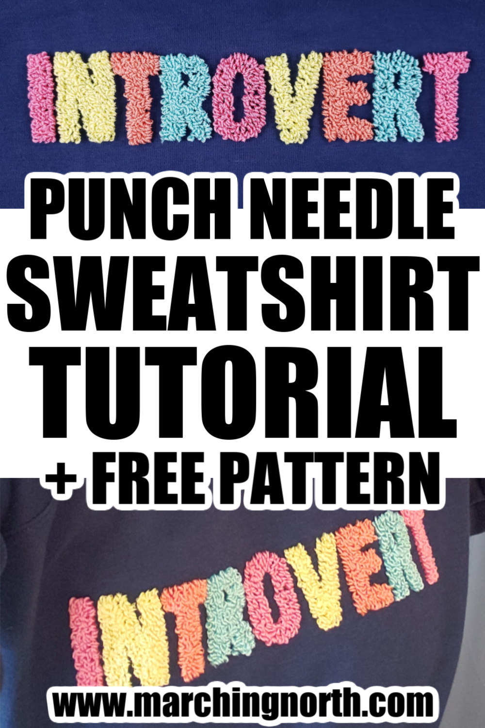 Punch Needle On A Sweatshirt Tutorial + Free Patterns! Marching North