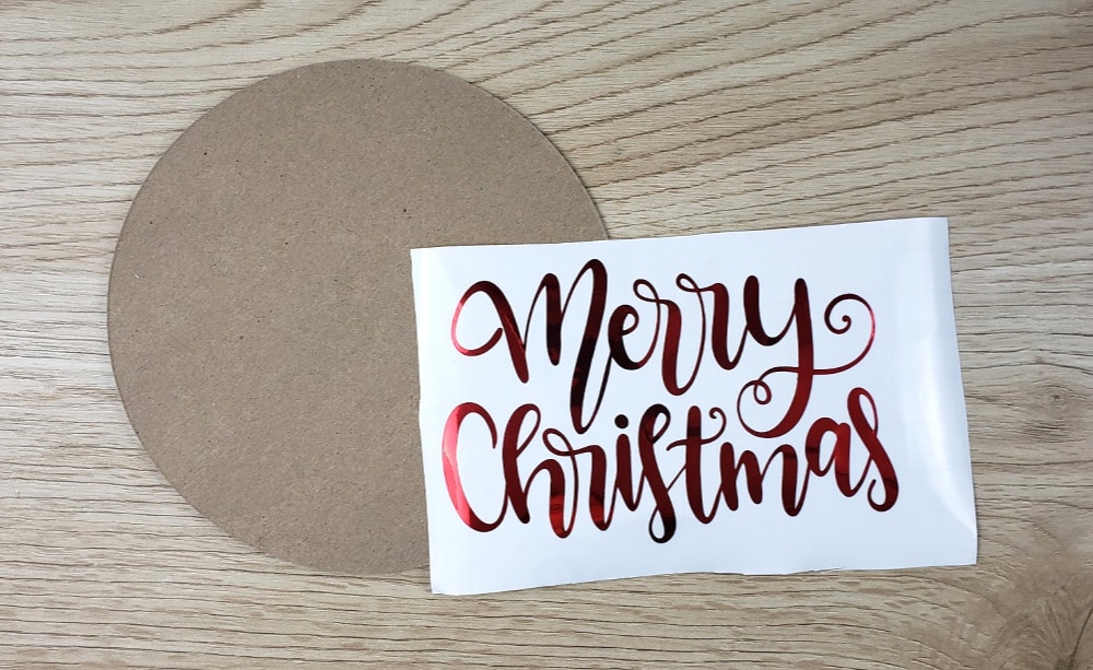 Chipboard circle and foil letters cut with Cricut Maker