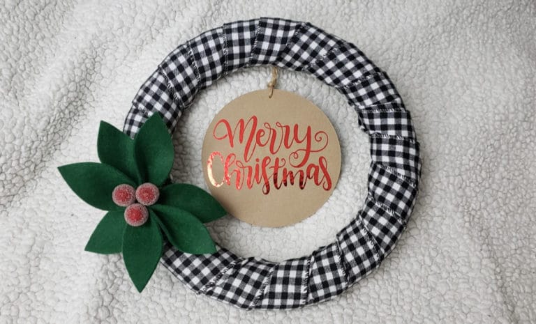 Easy DIY Buffalo Check Christmas Wreath Tutorial with Free SVG & PDF Pattern