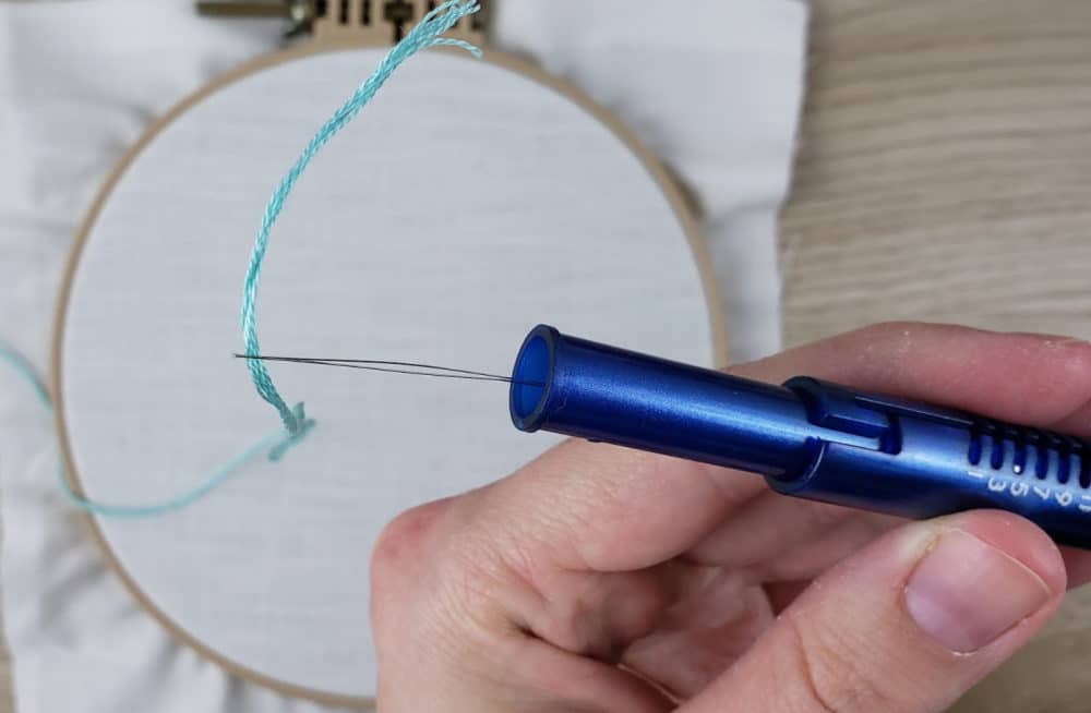 insert floss into threader