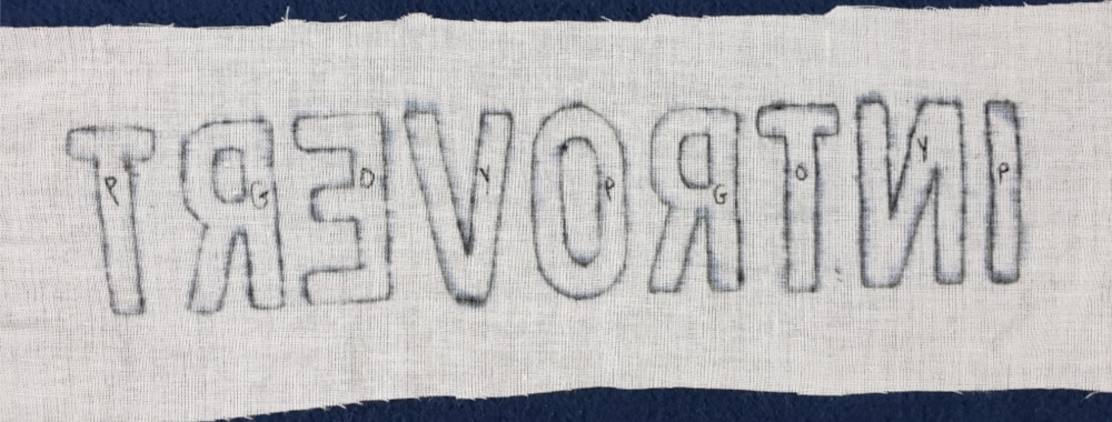 Letters marked with thread colors