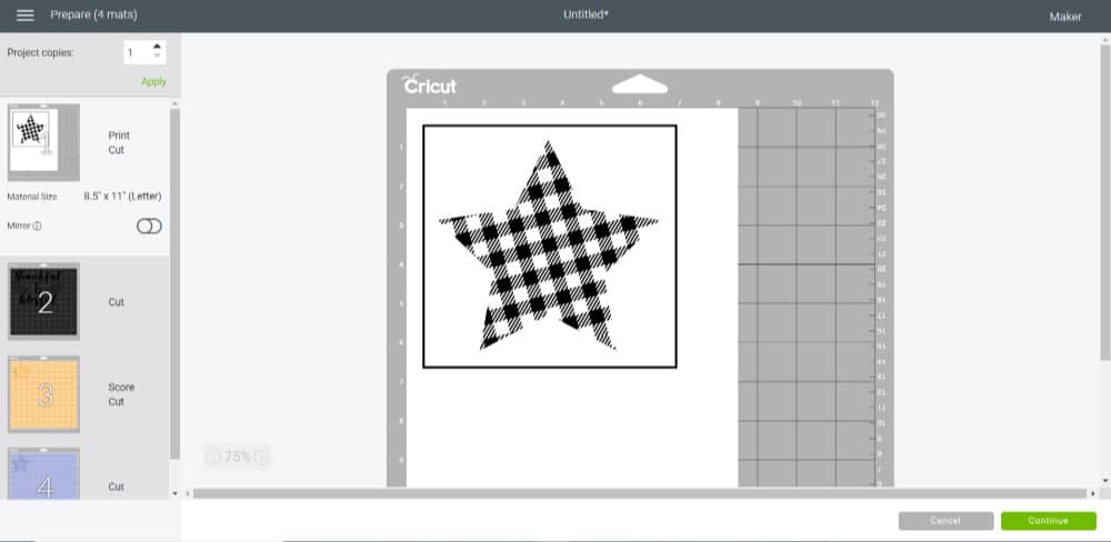 Mat Preview Screen Cricut Design space for beginners
