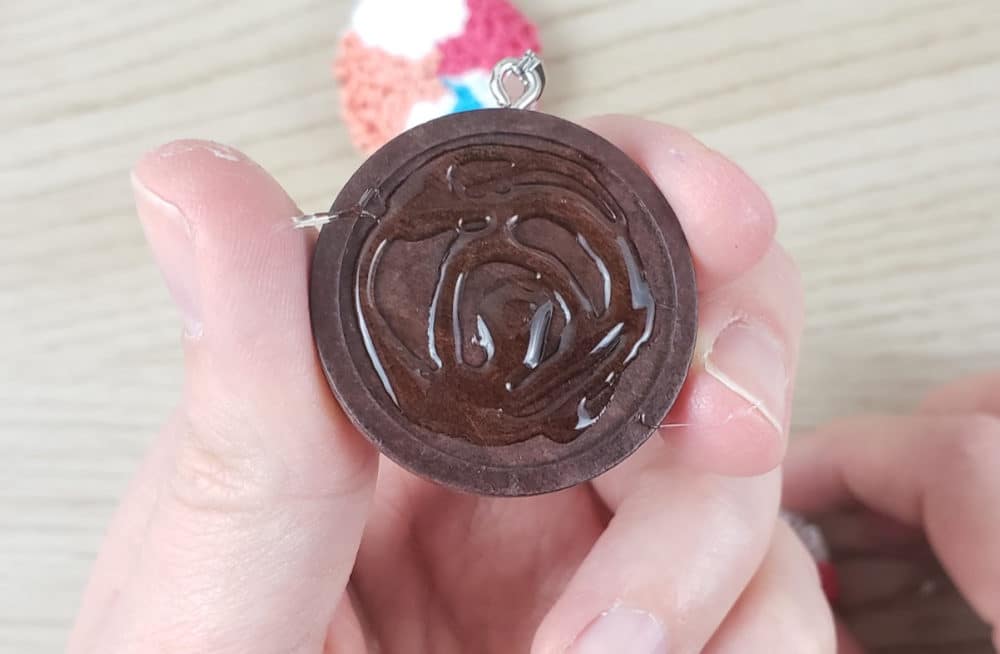 Apply glue to the inside of the wooden bezel