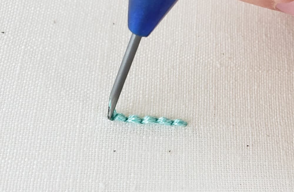 line of punch needle stitches