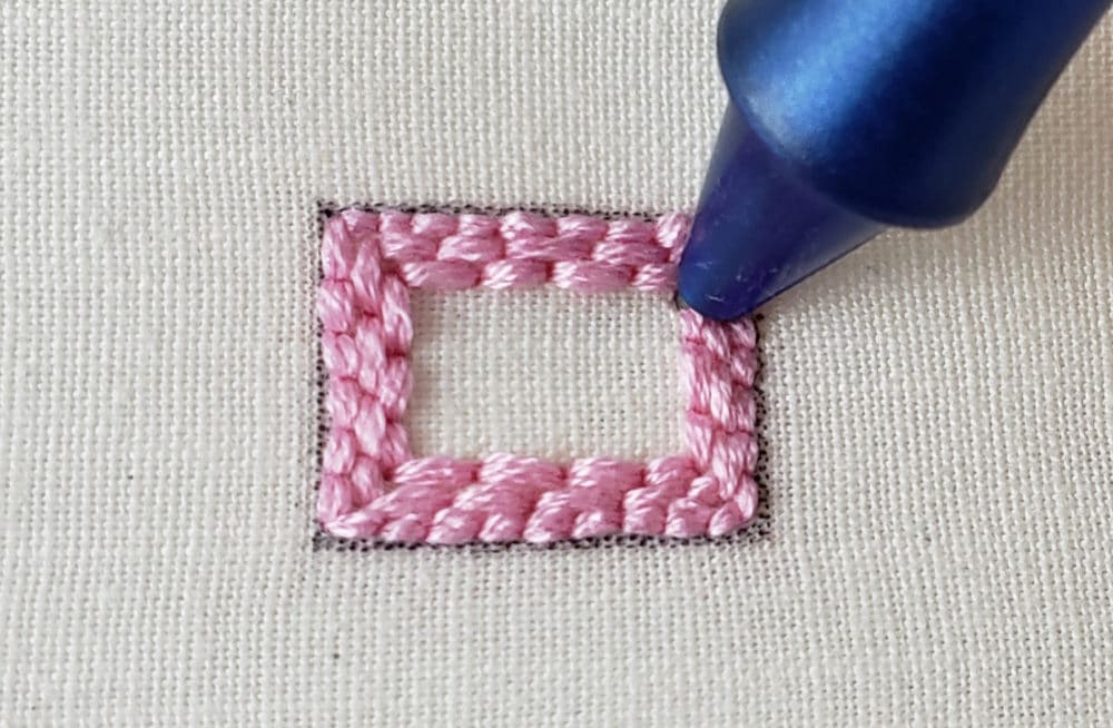 filling in punch needle