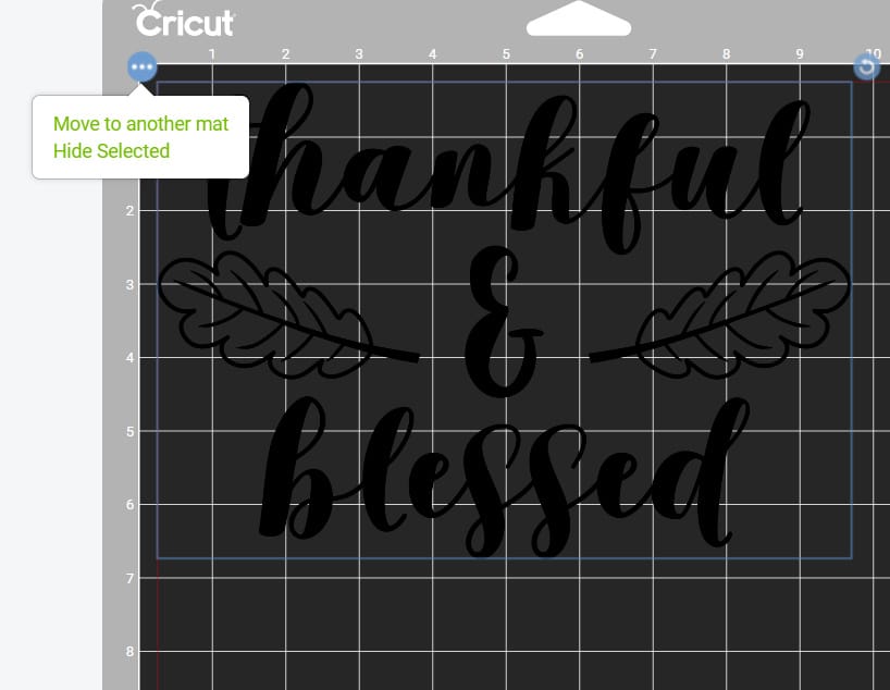 three dots menu Mat Preview screen Cricut Design Space