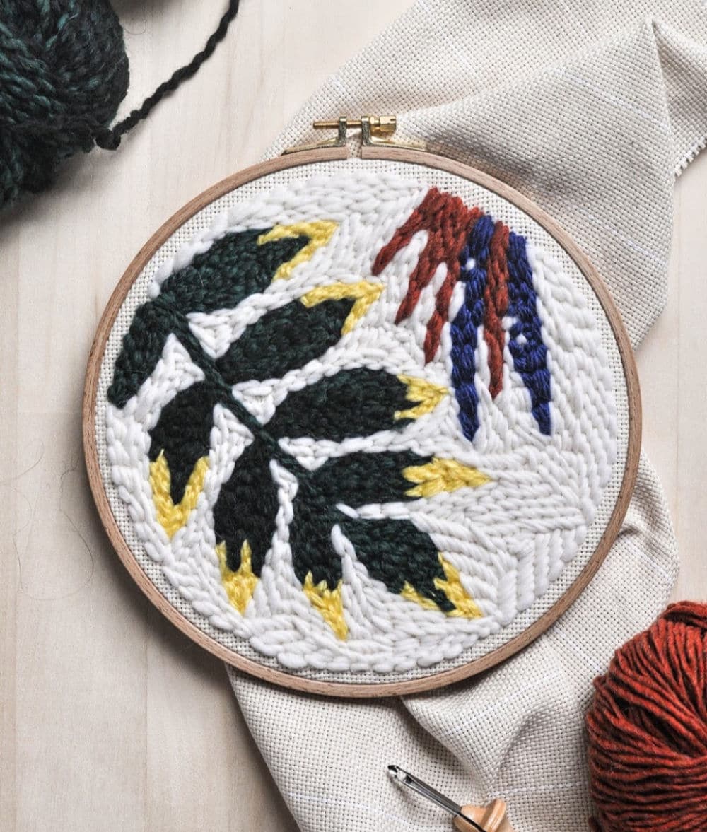 Bird of Paradise punch needle kit with Oxford punch needle from North Shore Crafts