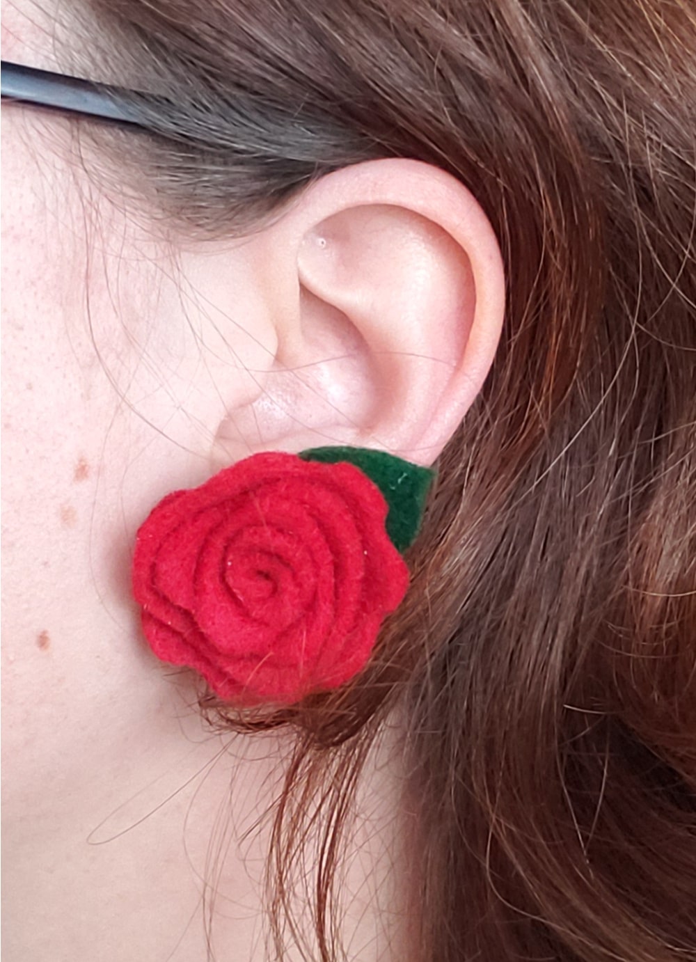 Large felt flower earrings