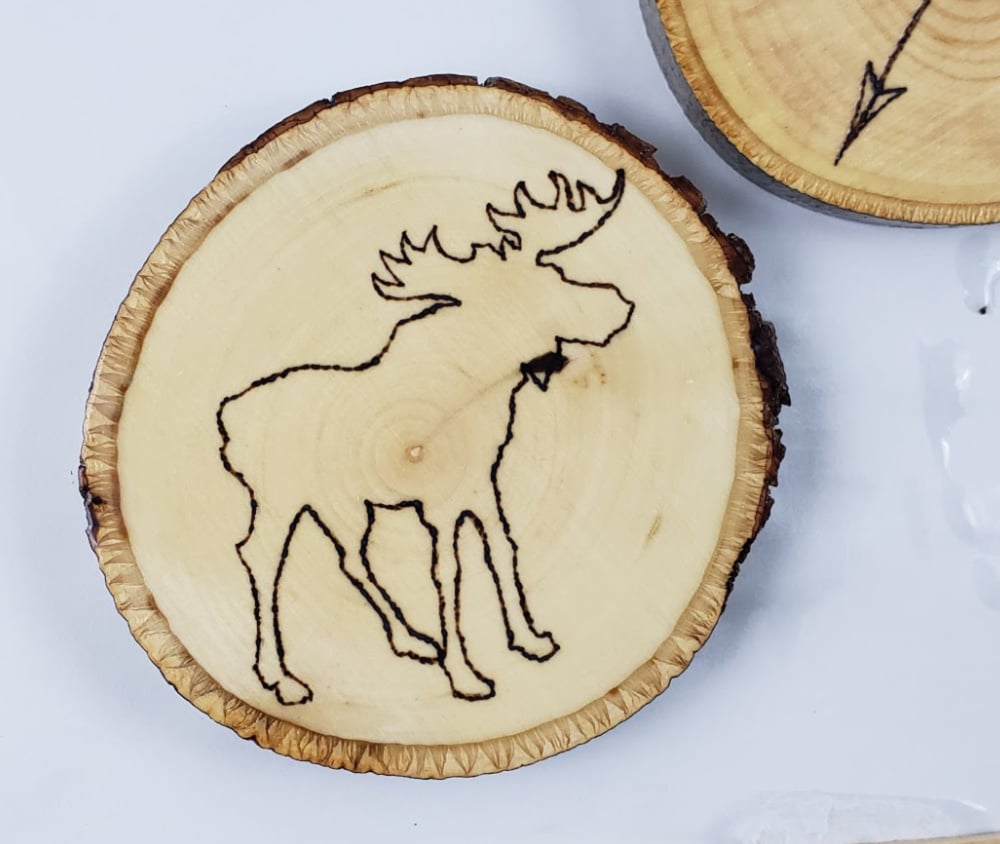 Polyacrylic coated moose wooden coaster