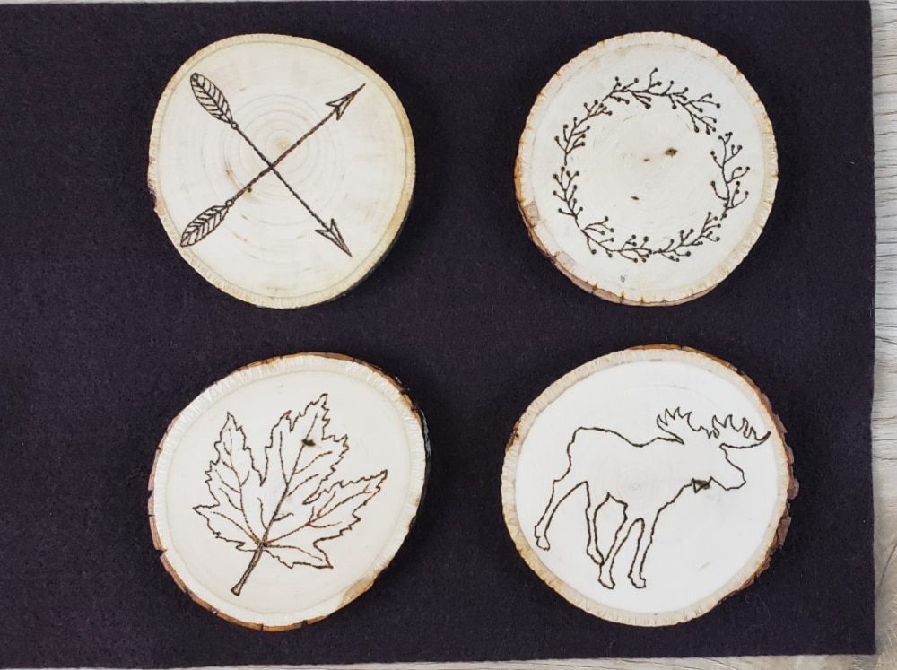 Wood coasters …  Wood coasters diy, Coaster crafts, Wood burning