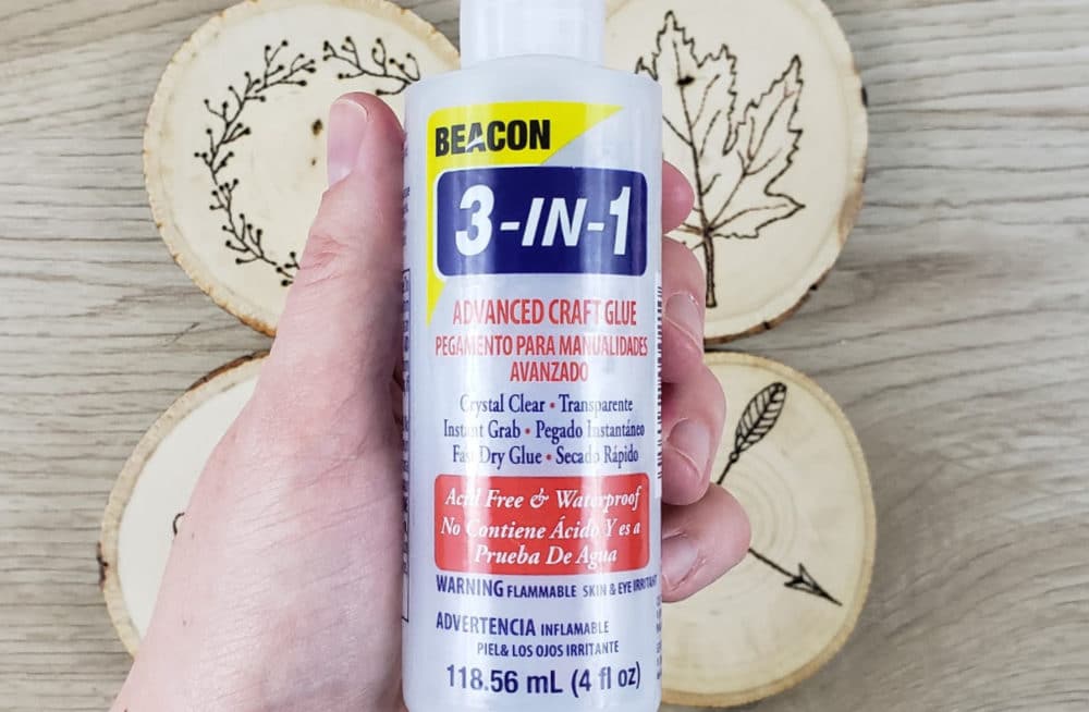 3 in 1 glue I used for this wood burned coaster project