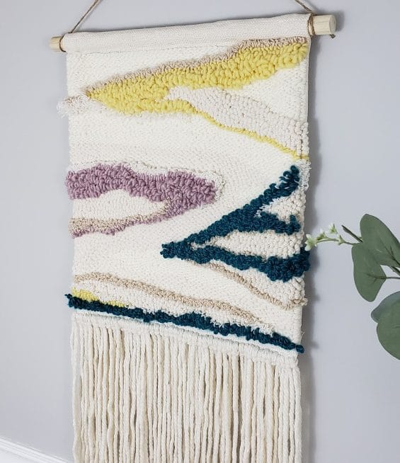 punch needle wall hanging fiber art