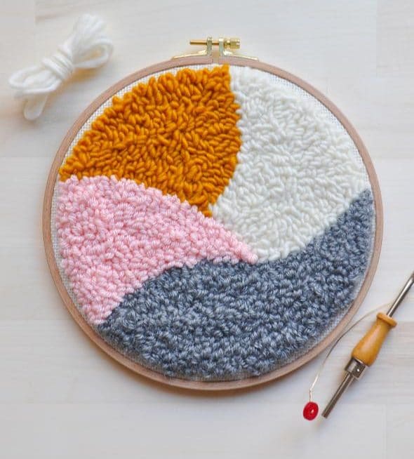 Round Sheep Punch Needle Embroidery Kit - Stitched Modern