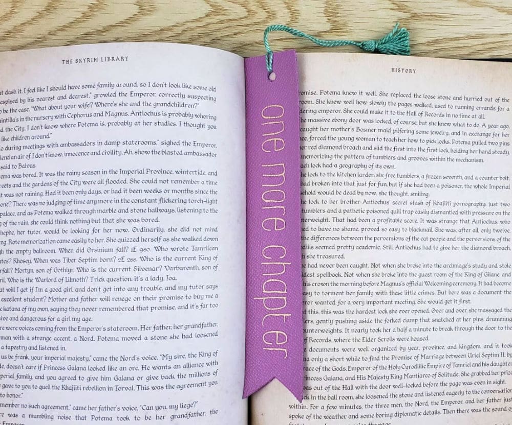 Purple HTV on leather DIY Bookmark