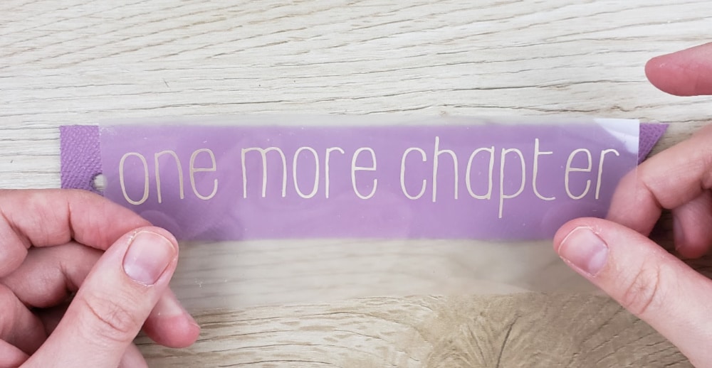 Line up HTV on leather bookmark