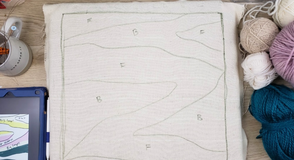 Pattern drawn onto Monk's cloth
