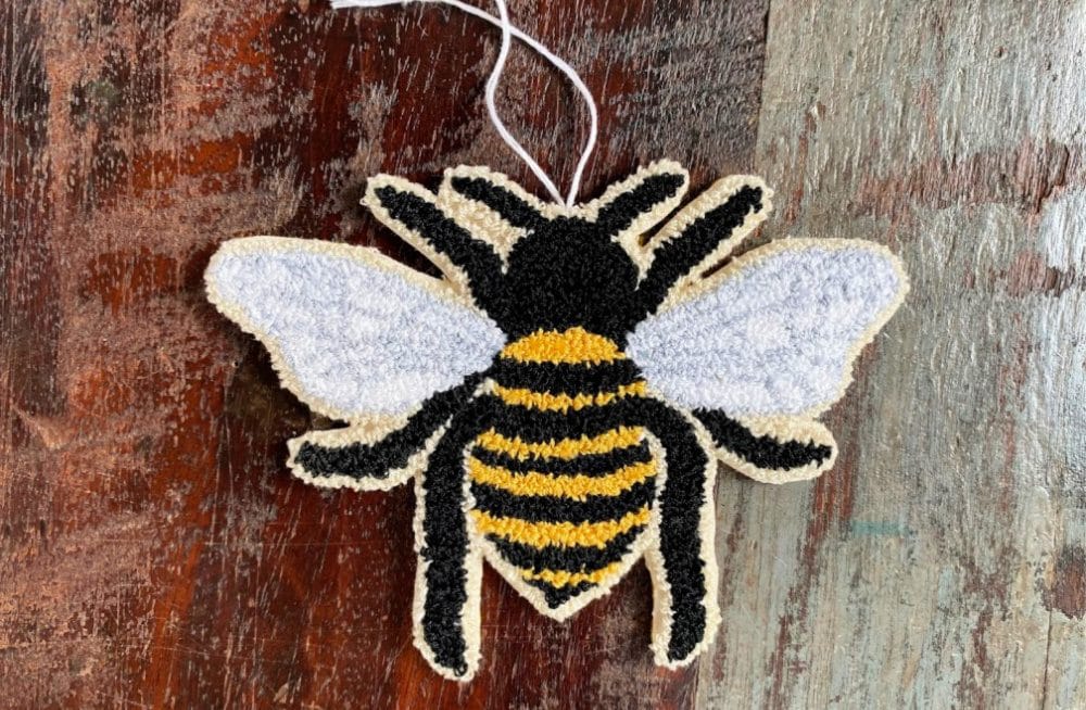 Punch Needle Bee pattern with hanger
