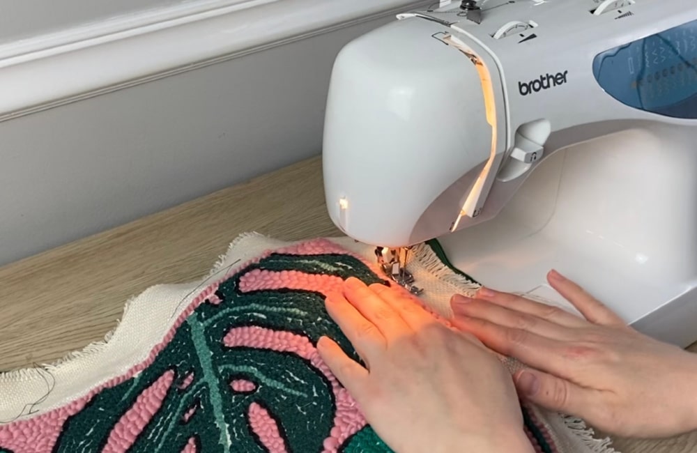 sewing on the monks cloth side, this way is better