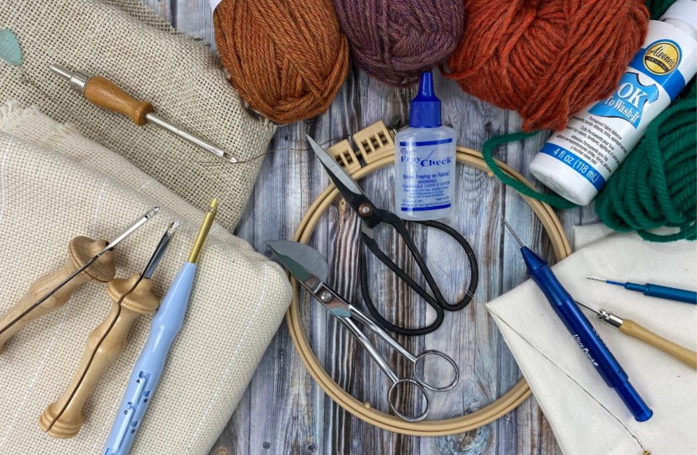 DIY Punch Needle Embroidery Kit Adjustable Rug Yarn Punch Needle Wooden Handle Embroidery Pen Embroidery Hoops Threaders Punch Needle Cloth for
