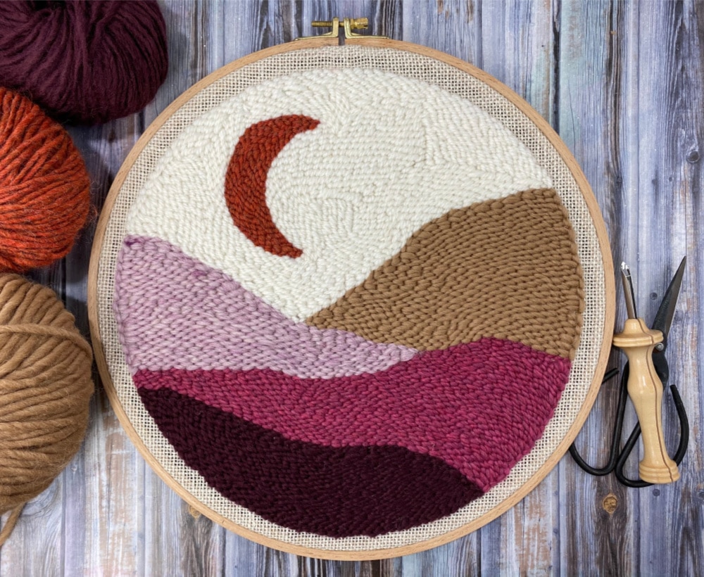 Moon landscape punch needle pattern