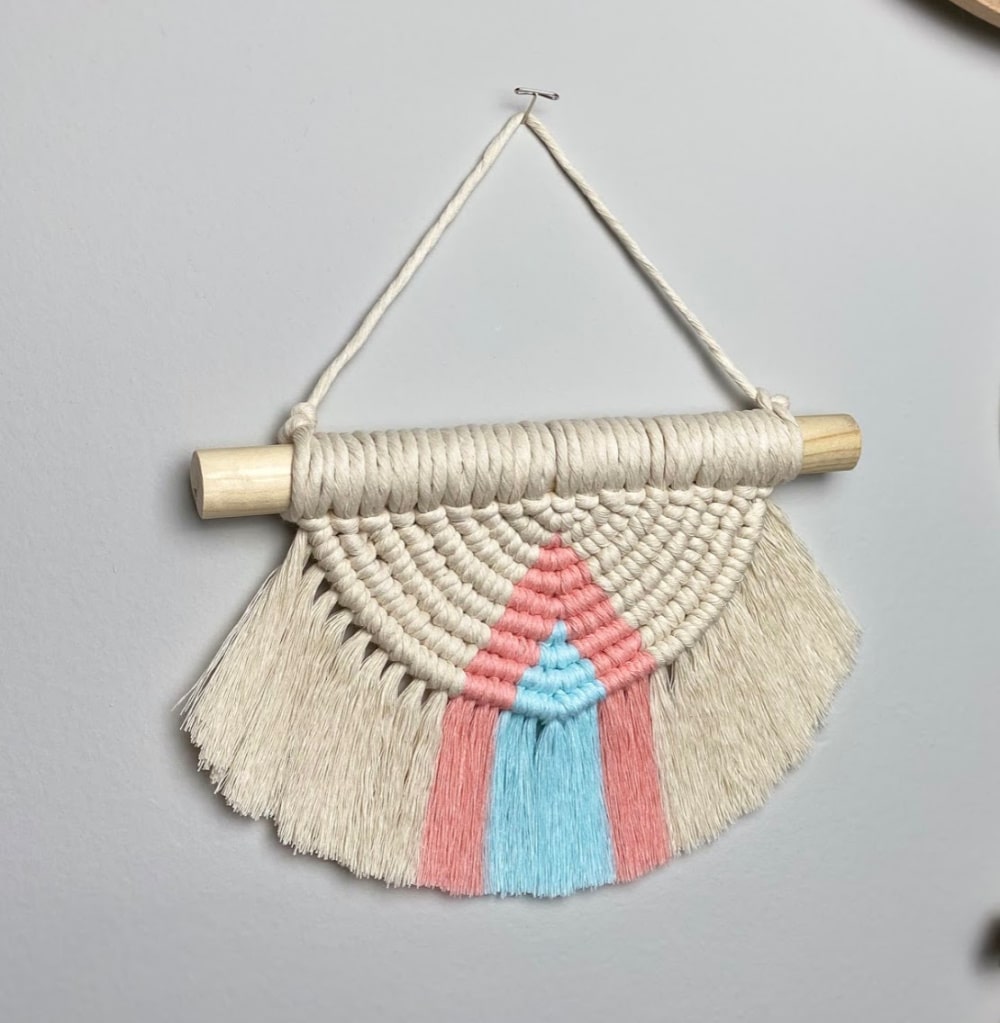 Three color Semi Circle DIY macrame wall hanging