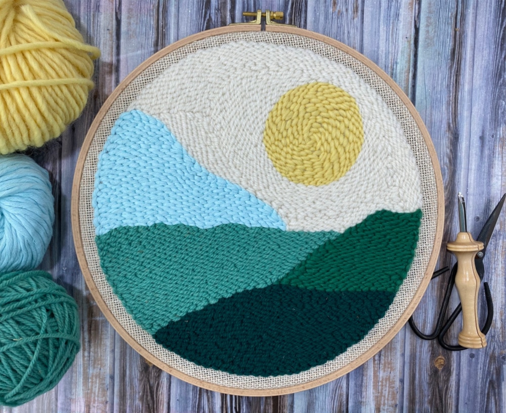 Sunny landscape punch needle pattern