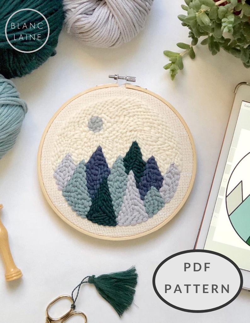Mountains punch needle pattern