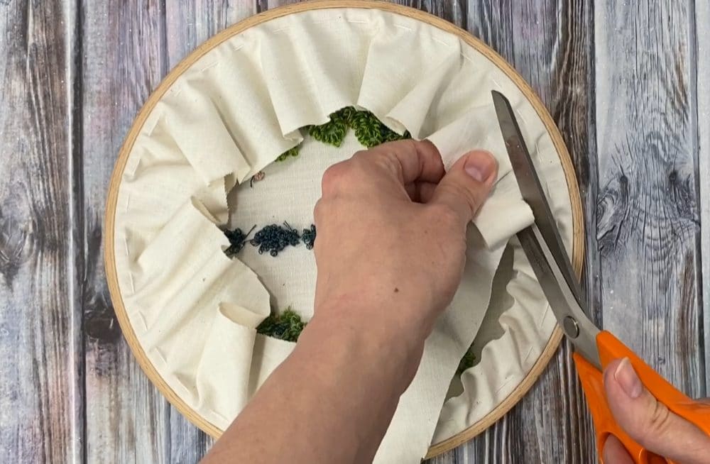 Trim excess fabric | finishing punch needle projects
