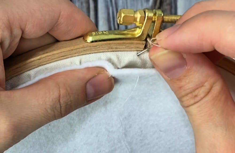 whip stitch around the hoop | finishing punch needle projects