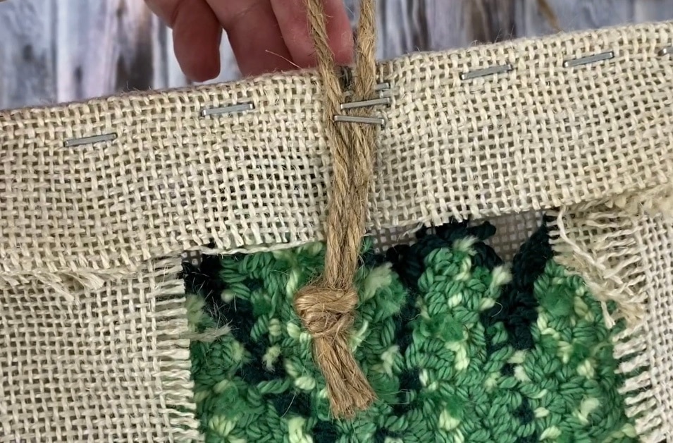 Attaching jute hanger | finishing punch needle projects