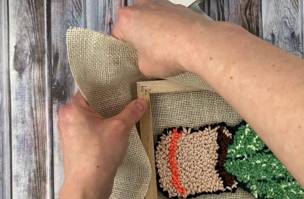 mitering the corner | finishing punch needle