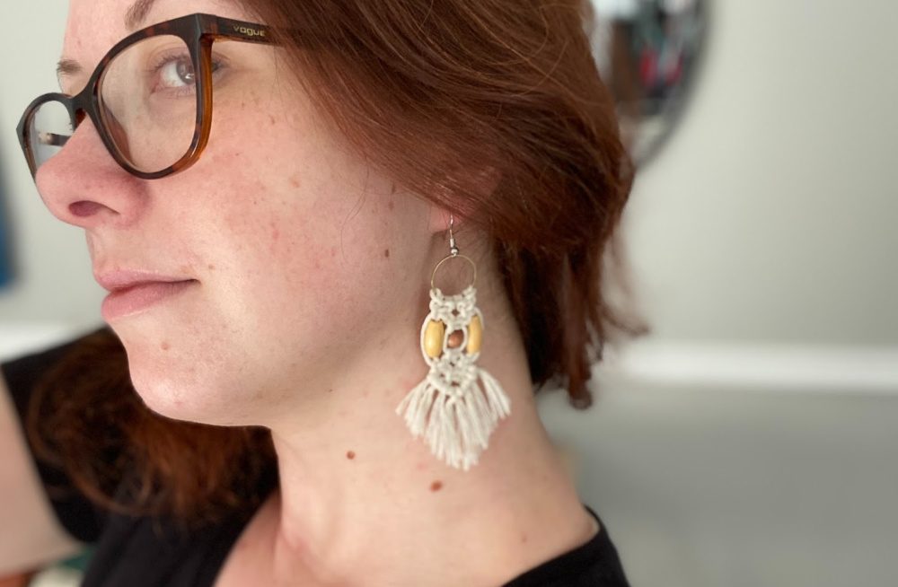 Finished DIY macrame earrings